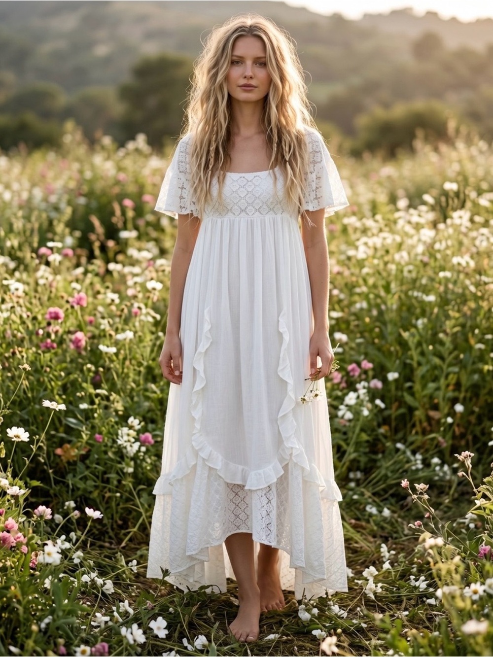 Free People Bring The Romance Maxi Dress White Medium